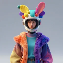 full frontal portrait of a post modern hybrid fashion model with an exuberant organic helmet, colorful, octane render, vray, detailed, halftoned, editorial illustration, matte print, grainy light, ( ( dither ) ), risograph, high contrast, screen print, grainy texture