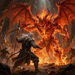 gandalf fighting balrog fiery demon of the ancient world, in the colossal mines of moria, vivid concept art by ted nasmith, john howe, alan lee, paul raymond gregory, inger edelfeldt, tim kirk, angus mcbride, jenny dolfen, high fantasy, trending on artstation