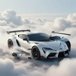 a random crossover design sport car in a utopia world. art by filip hodas. clouds by rhads. car by toyota.