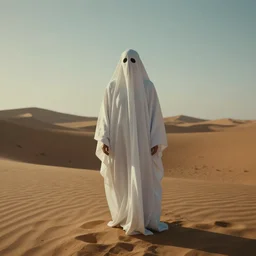 a ghost in the desert, atmospheric, photoreal