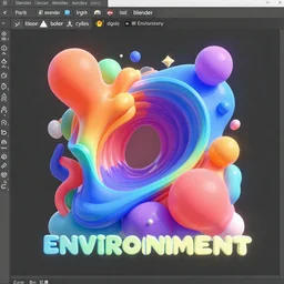 colorful abstract vibrant '3D ENVIRONMENT'!!! 'blender cycles'!! viewport!! render, blender UI visible