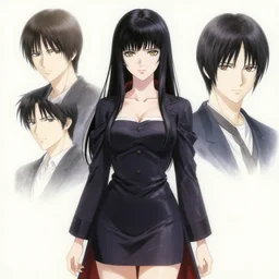 concept art of a vampire girl, draw by akihiko yoshida and tsutomu nihei