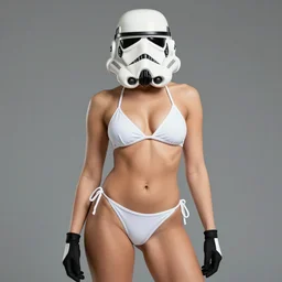 a portrait of a sexy stormtrooper in white bikini by geoff johns