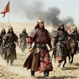 tai ethnic group versus mongol empire war scene, a colorized photo, colorized, # film, movie still