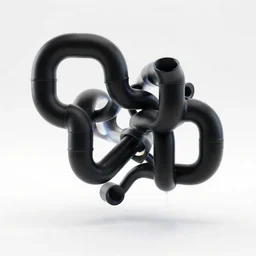 a black abstract 3D object out of pipes on a white background dripping on the floor by David McLeod, Blender Render, Transparent, Holographic