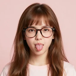 extremely derpy silly girl sticking out tongue, created by Martine Johanna