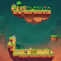beautiful screenshot of a 3 d platformer level design, sidescrolling, 2 d, orthographic, badlands, ori and the blind forest, cotw, trine 3, high quality, unreal 5, pinterest