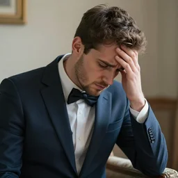 nervous restless young groom worried about getting married, real life, 4 k uhd, 8 k, very detailed, great detail, intricate detail, realistic, hyper realistic