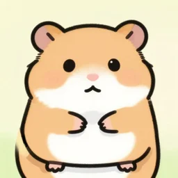 cartoon, doodle, fat round hamster, colorful, pastel, bright, simple lines, clean cut, close up