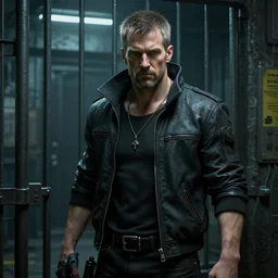 harald winkler in cyber punk prison, ultra realism, high detail, artstation, by raphael lacoste