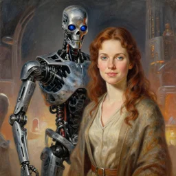 landscape, realistic portrait beautiful painting from scene in terminator robot merged in star wars episode v movie scene, hyperdetailed retrofuturism created by thomas kinkade and gustave courbet, fine draw, high detailed, fine lighting, smooth draw, no anomaly.