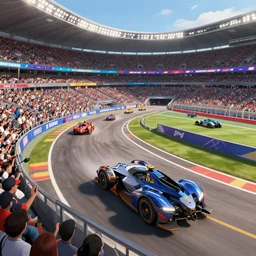stadium full of rocket league cars as fans, trending on artstation