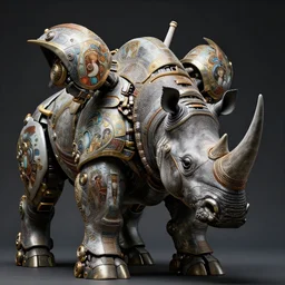 portrait of a robotic rhino mecha elegant, concept art, intricate complexity, by shigenori soejima, krenz cushart, alphonse mucha, takato yamamoto, conrad roset, 4 k, beautiful, cinematic dramatic atmosphere, volumetric lighting, highly detailed, perfect, fine details, realistic shaded, fine,