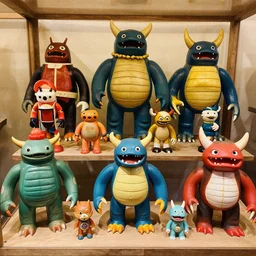 vintage collection of 1 9 6 0 s japanese monster toys on display