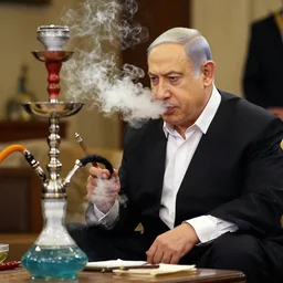 benjamin netanyahu smoking a hookah