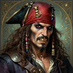 photography of a sly old pirate with a gold tooth, deep focus, d & d, fantasy, intricate, elegant, highly detailed, digital painting, artstation, concept art, matte, sharp focus, illustration, hearthstone, art by artgerm and greg rutkowski and alphonse mucha
