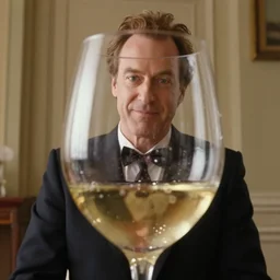 ron burgandy in a wine glass