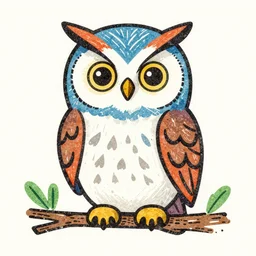 cute colored lithography of an owl goddess by cicero dias