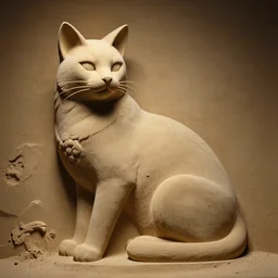 a detailed sand sculpture of a godly cat, unreal engine 5, elegant, painted by gaston bussiere, hyper realism, artistic, dramatic lighting