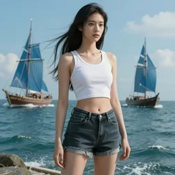 naturepunk master of oceans and wind water and boats, beautiful detailed realistic cinematic character concept fashion portrait, hi - fructose art magazine, by anton fadeev and paul lehr and david heskin and josan gonzalez, 8 k
