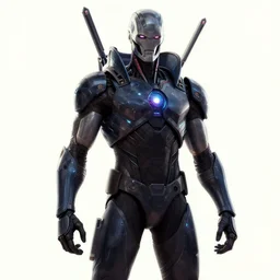 ultron standing heroically, a page from cyberpunk 2 0 2 0, style of paolo parente, style of mike jackson, 1 9 9 0 s comic book style, white background, ink drawing, black and white