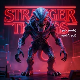 do you want to know, know that it doesn't hurt me? ( ye - yeah, yeah, yo ),, stranger things, demogorgon, cyberwave, vector graphics, cinematic, photorealistic, highly detailed, volumetric lighting