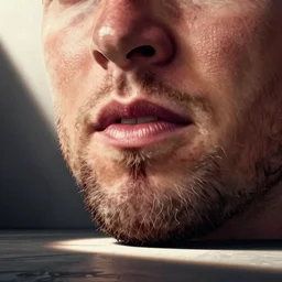 photograph of harry kane with a gigantic chin, his chin goes all the way to the floor