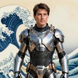 tom cruise wearing metal gear armor art by Hokusai by greg rutkowski by wlop high detail comic sharp vector lineart dramtic lighting artstation by trevor henderson cinematic dramatic