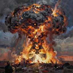 bob ross painting of nuclear holocaust