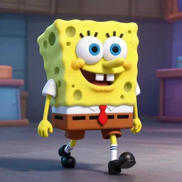 A badass photo of spongebob walking in a marvel movie, hyper detailed, award winning photography, perfect faces