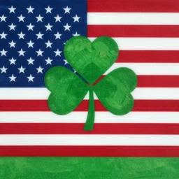 american flag with four leaf clover on it