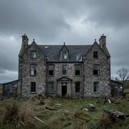 abandoned scottish house in a moody weather by Kechun Zhang, tranding on artstation