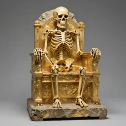 archeological discovery of golden throne with skeleton