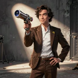 rick sanchez posing with his portal gun