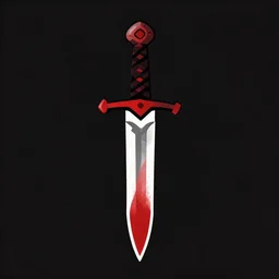 a cursed dagger, in the simplistic style of SCP artwork, in colors of black white and red