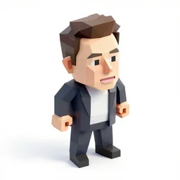 low polygon render of elon musk on a white background, isometric 3 d, ultra hd