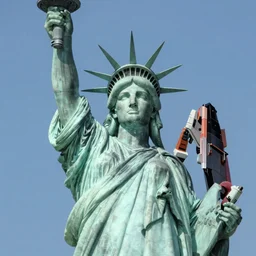 uncle sam inside a statue of liberty gundam robot