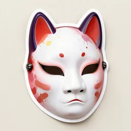 die cut sticker, princess mononoke mask, splatter paint