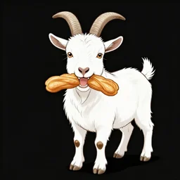 billy the disney goat with a churro in his mouth, high quality line art