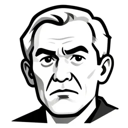 a close up monochromatic vector based illustration of a very ordinary very old man with a angry expression, wrinkles, no gradients, pure black ink on white background, smooth curves, vector spline curve style, award winning, stunning, trending on art station, highly detailed