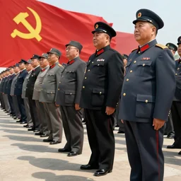 hyper - realistic photo of kim il sung kim jong il and kim jong un standing in a line looking towards a bright communist future, volume shadows, 8 k, octane perfectly detailed rendering, extremely hyper detailed, intricate, epic composition, unusual lighting, masterpiece, trending artstation, very highly detailed, stunning, hdr, smooth, sharp focus, high resolution, award winning photo, dslr, 5 0 mm
