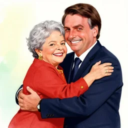 drawing in anime style of lula hugging bolsonaro