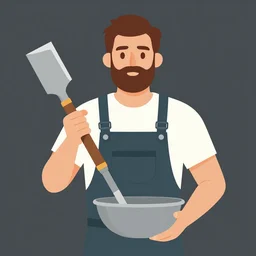 bearded man holding bowl gouge, vector art