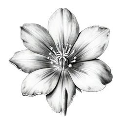 detailed black and white botanical illustration, stella alpina flower