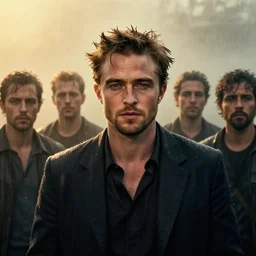 robert pattinson in real life, face centered portrait of robert pattinson, confident, fog, rain, volumetric lighting, beautiful, golden hour, sharp focus, ultra detailed, cgsociety by leesha hannigan, ross tran, thierry doizon, kai carpenter, ignacio fernandez rios, noir art house, 4 k, 3 5 mm, fujifilm