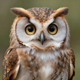 cute smiling owl. highly detailed digital painting by greg rutkowski. sharp focus, 8 k.