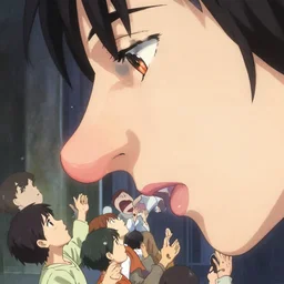 a giant nose sucking up humans, illustration, anime, kyojin no hoshi
