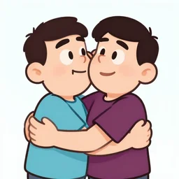 cartoon of two man hugging each other