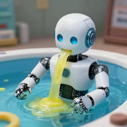 chinese robot stuck in a pool of chewing gum by kim jung gi