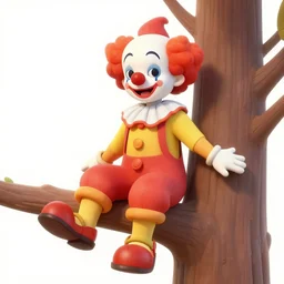 clown sitting on a tree